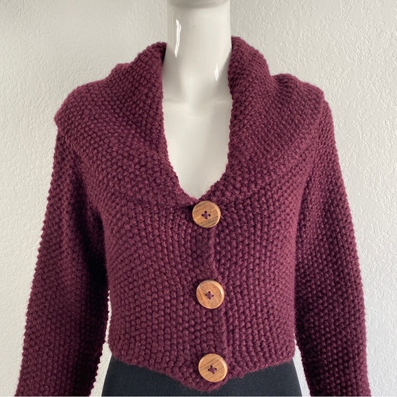 Anthropologie Sweaters - montse badell Burgundy crop alpaca sweater